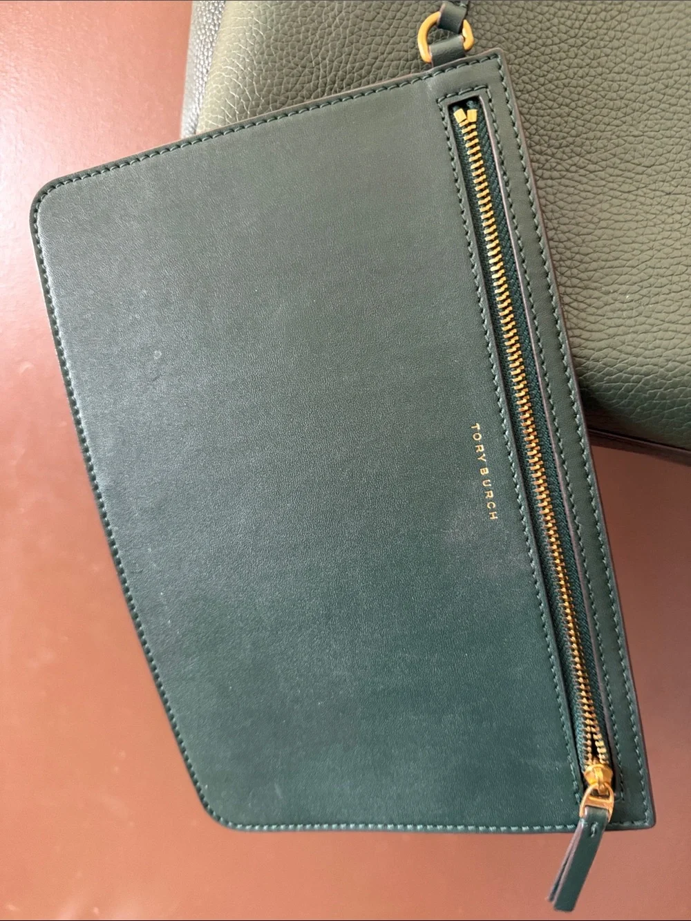 Tory Burch Green Leather Tote Bag Purse